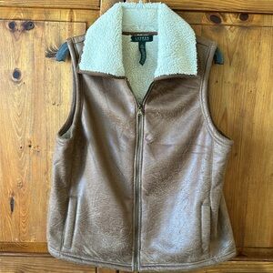 LAUREN by Ralph Lauren Faux Shearling Vest Size L